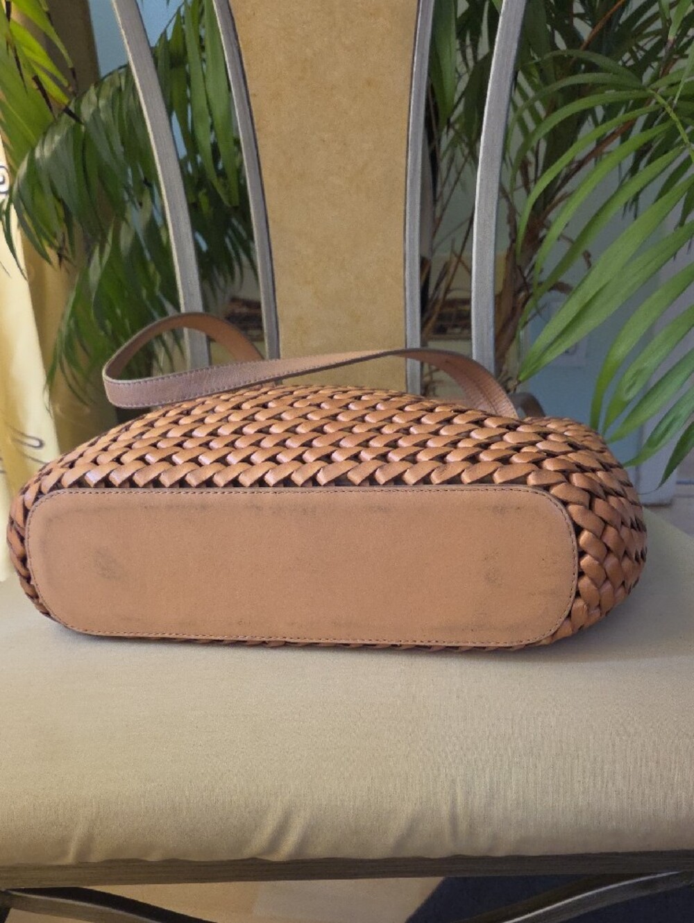 Fossil Woven Leather Tote Bag in Tan - Picture 3 of 11
